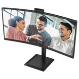 AOC CU34E4CW 34" Curved UltraWide monitor Zwart, HDMI, DisplayPort, Audio, LAN, USB-C, Webcam