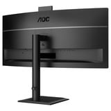 AOC CU34E4CW 34" Curved UltraWide monitor Zwart, HDMI, DisplayPort, Audio, LAN, USB-C, Webcam