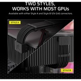 Corsair PSU 90° 12V-2x6 Style A Cable kabel Zwart, 65 cm