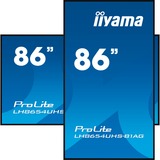 iiyama ProLite LH8654UHS-B1AG 86" 4K Ultra HD Public Display Zwart, VGA, DVI, HDMI, DisplayPort, LAN, USB, Audio, Android 11 