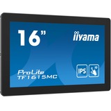 iiyama ProLite TF1615MC-B1 16" touchscreen monitor Zwart, Touch, VGA, HDMI, DisplayPort, USB