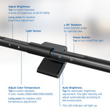 ACT Connectivity Dimbare Monitor LED Lichtbalk led-bar Zwart, USB-voeding, 3000K-6500K