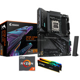 ALTERNATE Upgrade Kit X870E AORUS ELITE X3D + Ryzen 7 9800X3D + 32 GB Zwart, Moederbord, CPU, Geheugen