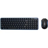 Qware Waterford draadloze combo, desktopset Blauw/zwart, EU lay-out (QWERTY), Membraan, 1500 DPI