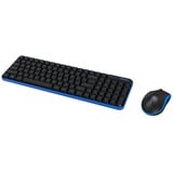 Qware Waterford draadloze combo, desktopset Blauw/zwart, EU lay-out (QWERTY), Membraan, 1500 DPI