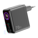 Sitecom 70W GaN Power Delivery Wall Charger with full color LED display Zwart