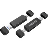 Sitecom Dual USB Card Reader kaartlezer Zwart, Dual USB Card Reader