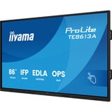 iiyama ProLite TE8613A-B1AG 85.6" 4K Ultra HD Public Display Zwart, Touch, HDMI, DisplayPort, Audio, LAN, WiFi 6, USB-C, Android 14
