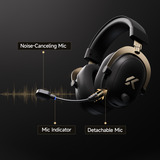 MCHOSE V9 Turbo+ Magnetic Wireless  over-ear gaming headset Hoogglans wit/goud, Nintendo Switch, PlayStation 4, PlayStation 5, Mobiel, Pc, 2.4G / Bluetooth / USB