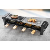 Bestron ARG200BW Raclette met natuurgrillsteen en grillplaat gourmetstel Zwart/houtkleur