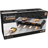 Bestron ARG200BW Raclette met natuurgrillsteen en grillplaat gourmetstel Zwart/houtkleur