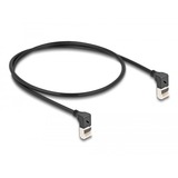 DeLOCK RJ45 Network Cable Cat.6A S/FTP Slim 90° upwards / upwards angled 0.5 m kabel Zwart