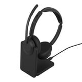 Jabra Evolve3 45 MS on-ear headset Zwart, Incl. Oplaadstandaard, USB-A with Dongle, Bluetooth 5.3