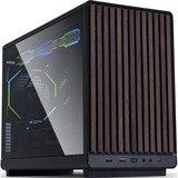 Lian Li A3-mATX Black (Wood Edition) midi tower behuizing Zwart/houtkleur | 2x USB-A | 1x USB-C | Tempered Glass