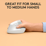 Logitech Lift voor Mac Verticale Ergonomische Muis - Rechtshandig Wit, 400 - 4000 dpi, Bluetooth Low Energy