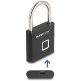 Navilock Padlock with fingerprint hangslot Zwart