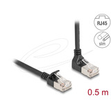 DeLOCK RJ45 Netwerkkabel Cat.6A S/FTP Slim 90°, 0.5 m Zwart