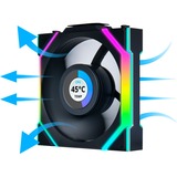 Lian Li UNI FAN SL120 LCD Wireless Reverse Blade case fan Zwart, 4-pin PWM fan-connector