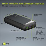 goobay Quick Charge Powerbank 20.000 mAh Zwart, USB-C PD, QC 3.0