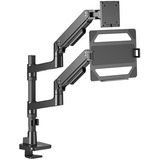 ACT Connectivity Monitorarm met laptophouder office premium, gasveer, paalbevestiging, 1 monitor Zwart