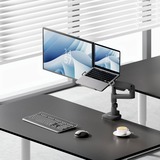 ACT Connectivity Monitorarm met laptophouder office premium, gasveer, paalbevestiging, 1 monitor Zwart