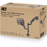 ACT Connectivity Monitorarm met laptophouder office premium, gasveer, paalbevestiging, 1 monitor Zwart