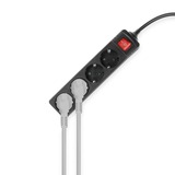 ACT Connectivity Stekkerdoos met lichtgevende schakelaar, 4 sockets, 2 m, zwart Zwart