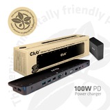 Club 3D USB-C 3.2 Gen1 Triple Display Dynamic PD dockingstation Zwart, 100 W