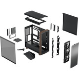 Fractal Design Summit Black TG midi tower behuizing Zwart/houtkleur | 2x USB-A | 1x USB-C | Tempered Glass