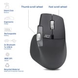ACT Connectivity Draadloze multi-connect muis Zwart, 800 - 4800 DPI, 2.4 GHz / Bluetooth