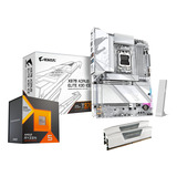 ALTERNATE Upgrade Kit X870 AORUS ELITE X3D ICE / Ryzen 5 7500X3D / 32 GB Zilver/wit, Moederbord, CPU, Geheugen