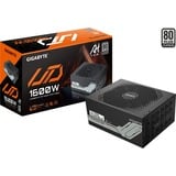 GIGABYTE UD1600PM PG5 AI TOP, 1600 Watt voeding  Zwart, 2x 12-Pin High Power GPU, 8x PCIe, Kabelmanagement
