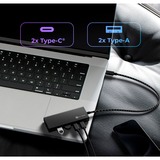 ICY BOX 4-poorts hub met USB-C 3.2 Gen 2  usb-hub Zwart, IB-HUB1436-CPD, 2x USB-a, 2x USB-C