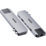 Sitecom 6-in-2 MacBook Air Multiport Hub dockingstation Zilver