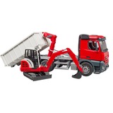 bruder Mercedes Arocs met afrol container en Schaeff HR16 minigraver Modelvoertuig 03624