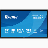 iiyama ProLite TE7515A-B1AG 74.5" 4K Ultra HD Public Display Zwart, Touch, HDMI, DisplayPort, USB-C, Audio, LAN, WiFi, iiWare 21E (Android 14 OS) met Google EDLA
