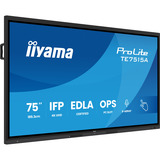 iiyama ProLite TE7515A-B1AG 74.5" 4K Ultra HD Public Display Zwart, Touch, HDMI, DisplayPort, USB-C, Audio, LAN, WiFi, iiWare 21E (Android 14 OS) met Google EDLA