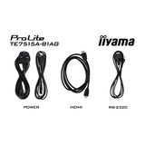 iiyama ProLite TE7515A-B1AG 74.5" 4K Ultra HD Public Display Zwart, Touch, HDMI, DisplayPort, USB-C, Audio, LAN, WiFi, iiWare 21E (Android 14 OS) met Google EDLA