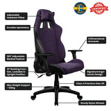 Arozzi Avanti Soft Fabric - Pure Purple gamestoel Paars
