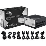 MSI PRO A850PL PCIE5 modulaire 850 watt voeding  Zwart, 1x 12VHPWR, 3x PCIe, 1x 12V-2x6, 3x PCIe