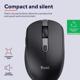 Trust Ozaa Compact Draadloze Muis Oplaadbaar Zwart, 800-3200 Dpi, 2.4GHz, Bluetooth, Stille Knoppen