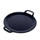 Victoria Pizzapan met twee handgrepen 25 cm, Seasoned bak-/braadpan Zwart, Color packaging