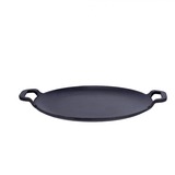Victoria Pizzapan met twee handgrepen 25 cm, Seasoned bak-/braadpan Zwart, Color packaging