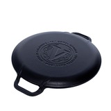 Victoria Pizzapan met twee handgrepen 25 cm, Seasoned bak-/braadpan Zwart, Color packaging