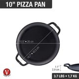 Victoria Pizzapan met twee handgrepen 25 cm, Seasoned bak-/braadpan Zwart, Color packaging