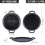 Victoria Pizzapan met twee handgrepen 25 cm, Seasoned bak-/braadpan Zwart, Color packaging