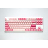 Ducky One 3 Gossamer Pink TKL, toetsenbord Wit/roze, US lay-out, Cherry MX Red, Double-shot PBT, Hot-swappable, QUACK Mechanics, 80%