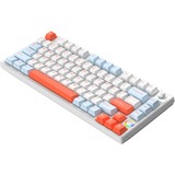 HelloGanss HS75T White Feather, toetsenbord Wit/lichtblauw, US lay-out, Cherry MX Brown, 75%, RGB leds, PBT Doubleshot keycaps, hot swap, 2,4 GHz / Bluetooth / USB-C