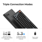 Keychron V6 Ultra 8K Wireless Custom Mechanical Keyboard Zwart, US lay-out (QWERTY), Keychron Silk POM Red, 100%, 100%, RGB, Hot swap, 2.4 GHz / Bluetooth 5.3 / USB-C
