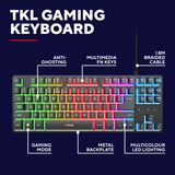 Trust GXT 833 Thado Toetsenbord met TKL-verlichting, gaming toetsenbord Zwart, US lay-out, 80% (TKL), RGB